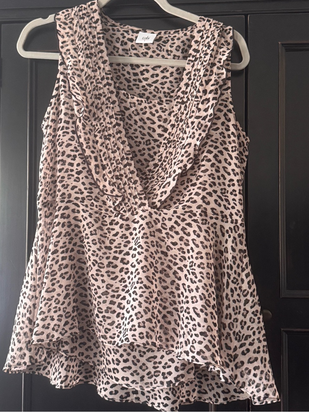 CAbi Animal Print Flutter Top